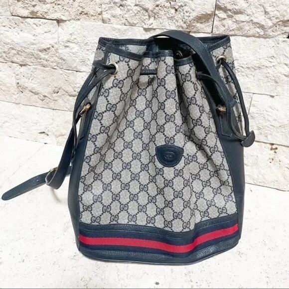 Gucci Supreme Vintage Monogram Bucket Bag Navy - Picture 12 of 12